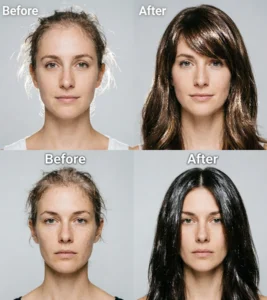 Hand Tied Extensions Before and After
